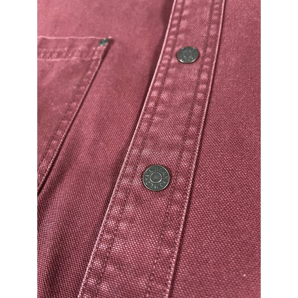 LL Bean Mens Flannel Lined Canvas Field Jacket Burgundy Red Plaid Med Regular - Picture 6 of 9